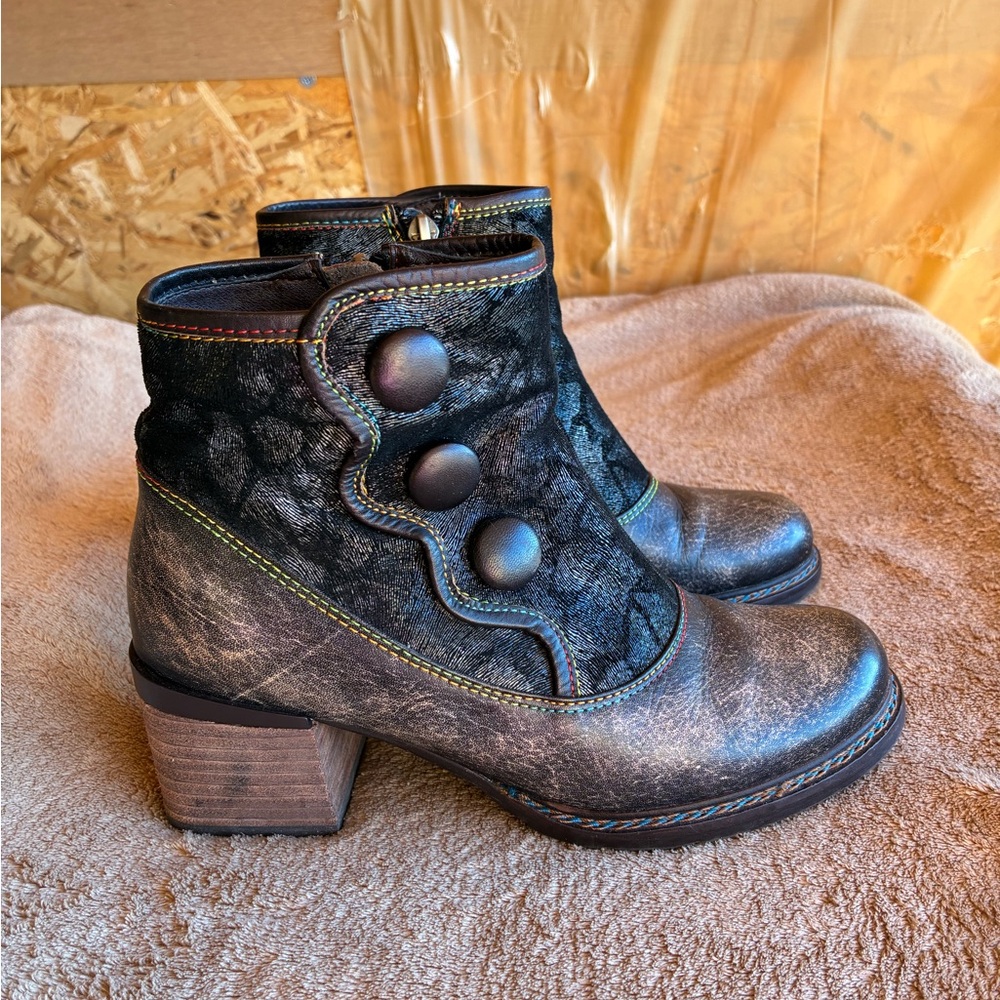 L'ARTISTE GABORY BY SPRING STEP SHOES/BOOTIES BLACK/GRAY Size 5 (35)